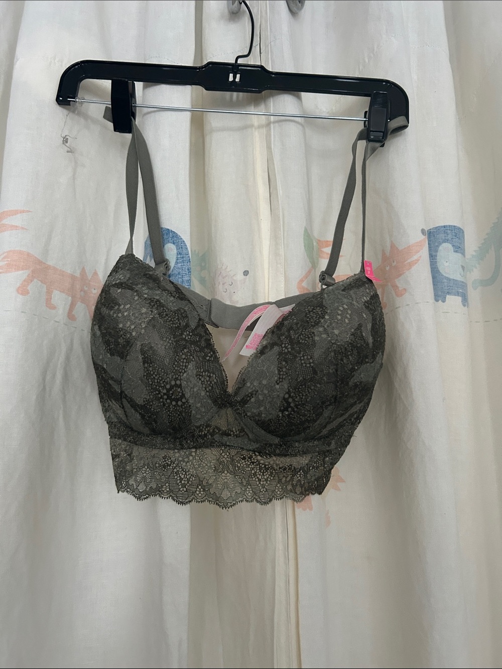 PINK Victoria's Secret Olive Green Lace Bralette